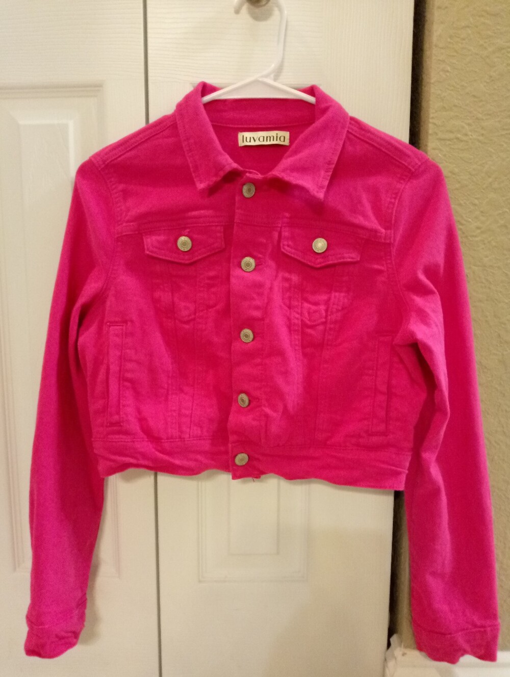 Luvamia Women's Hot Pink Denim Jacket